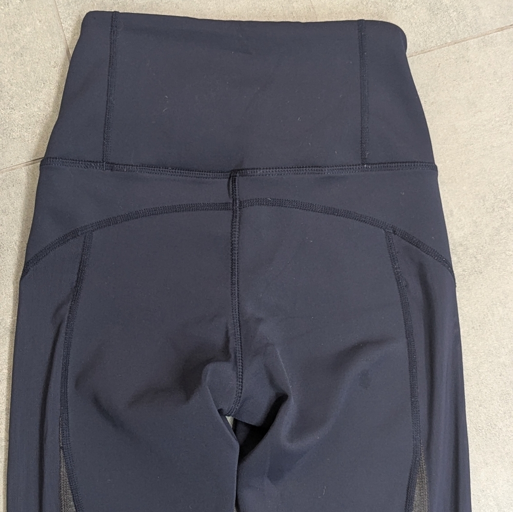 Aurum Petite Mesh Panel Leggings Navy XS High Rise Athletic Workout Pants‎ - Picture 8 of 8